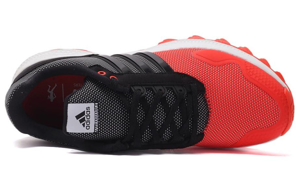 Adidas Амортизация Износостойкие Низкие Беговые Кроссовки Мужские Черно-Белые-Красные