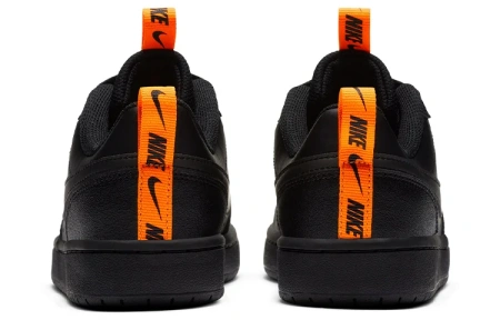 Nike Court Borough Low 2 SE Синтетическая кожа Амортизация Низкий верх Детские Скейтбординг Черный Оранжевый