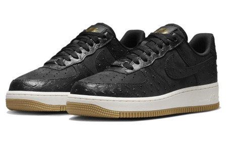 Nike Air Force 1 'Черный Ostrich' Низкие Кроссовки для скейтбординга Женские Черные