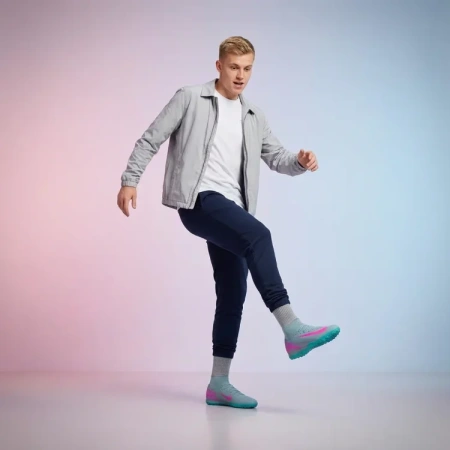 Nike Mercurial Superfly 10 Противоскользящие Устойчивые к истиранию Футбольные бутсы Мужские Розовые Синие