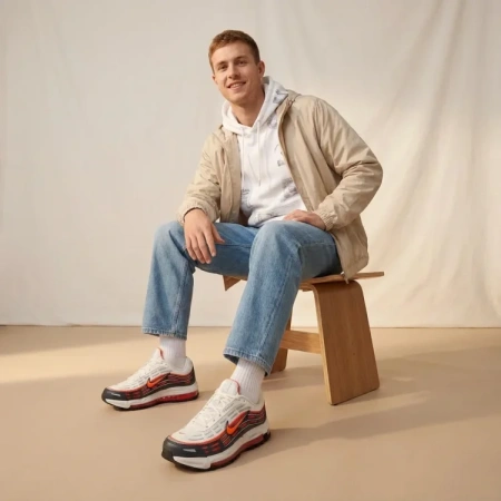 Nike Air Max Tl 2,5 Удобные и Легкие Устойчивые к Износу Низкие Повседневные Беговые Кроссовки Унисекс Белый Оранжевый