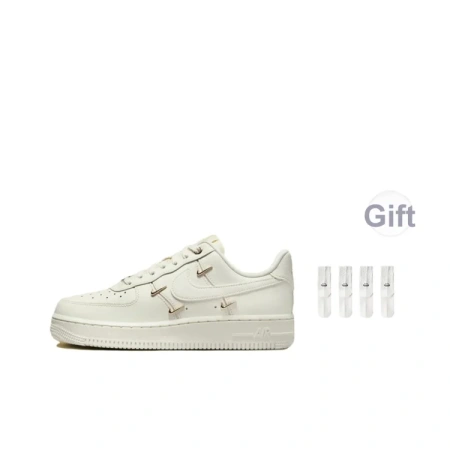 Nike Air Force 1 Мини Золотой Спилок Коровья Кожа Устойчивая к Износу Низкие Кроссовки для Скейтбординга Женские