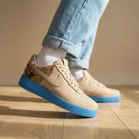 Nike Air Force 1 Low Топ Скейтборд Кроссовки Унисекс Коричневый Синий