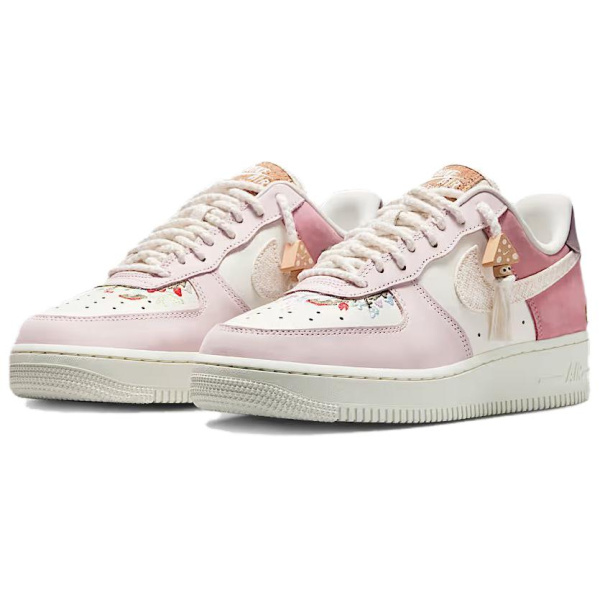 Nike Air Force 1 Slip-Resistant Abrasion-Resistant Low-Top Скейтборд Кроссовки Женские Розовые Белые