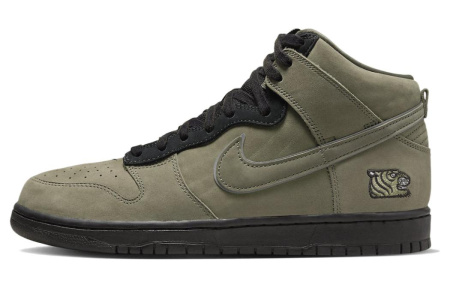 SoulGoods X Nike Dunk High '90s' Высокие Кроссовки для скейтбординга Унисекс Оливково-зеленый Soul Тигр Коллаборация