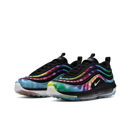 Nike Air Max 97 Текстиль Синтетическая кожа Удобная низкая обувь для гольфа унисекс черно-зеленая