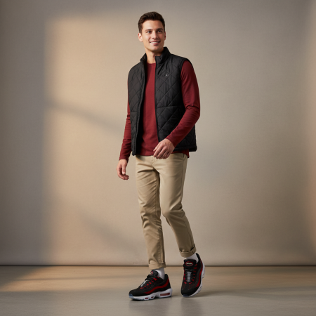 Nike Air Max 95 Текстиль Кожа Низкие Беговые Кроссовки Мужские Черные Красные