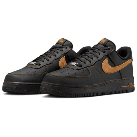 Nike Air Force 1 Кожа Противоскользящие Устойчивые к истиранию Низкие Кроссовки для скейтбординга Мужские Черные