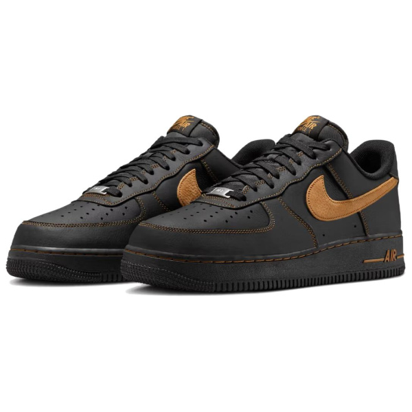 Nike Air Force 1 Кожа Противоскользящие Устойчивые к истиранию Низкие Кроссовки для скейтбординга Мужские Черные