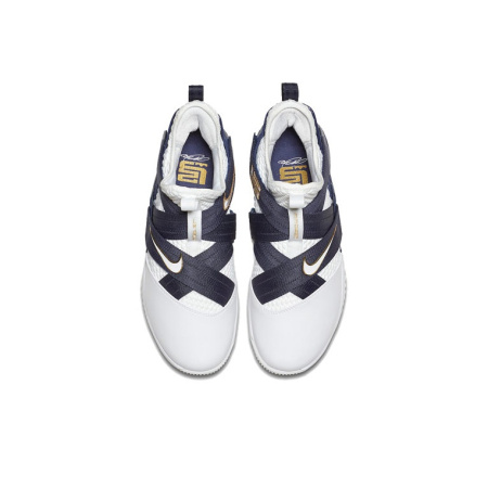 Nike Zoom Soldier 12 LeBron Soldier 12 Ткань Амортизация MID Баскетбольные кроссовки Мужской Морской синий