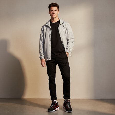Nike Air Max 95 Текстиль Кожа Низкие Беговые Кроссовки Мужские Черные Красные