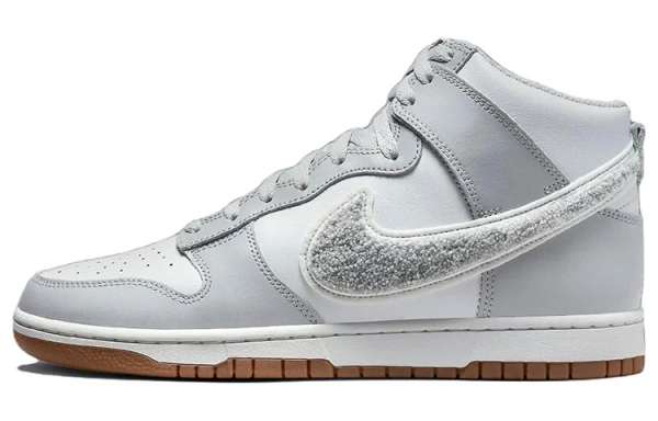 Nike Dunk High Университетский 'Шенилл Swoosh' Высокие Кроссовки для скейтбординга Мужские Серый Белый