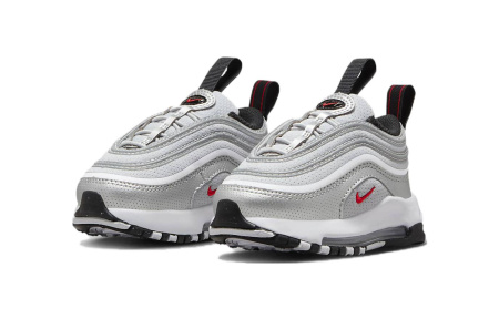 Nike Air Max 97 Амортизация Износостойкий MID Топ Обувь для малышей Серый Белый Для младенцев и малышей