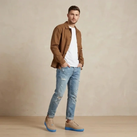 Nike Air Force 1 Low Топ Скейтборд Кроссовки Унисекс Коричневый Синий