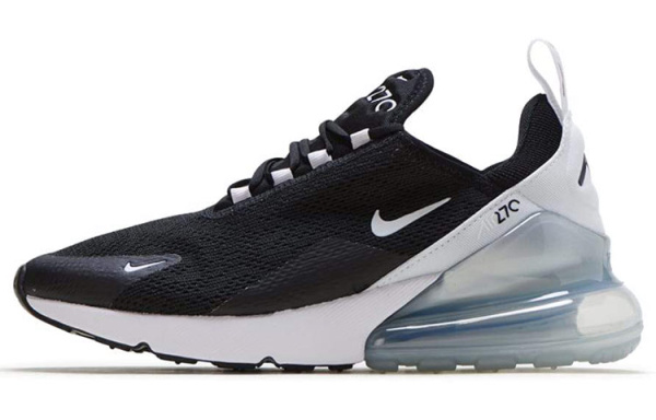 Nike Air Max 270 Текстиль Синтетическая кожа Низкий верх Повседневные беговые кроссовки Женские Черный Белый