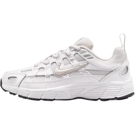Nike P 6000 Натуральная кожа Дышащий Низкий Топ Беговые кроссовки Серебристо-белый Детский