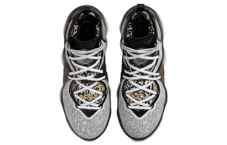 Nike Lebron 19 EP 'Royalty' Леопардовый принт Высокие баскетбольные кроссовки для игры Унисекс Черный Белый Серый