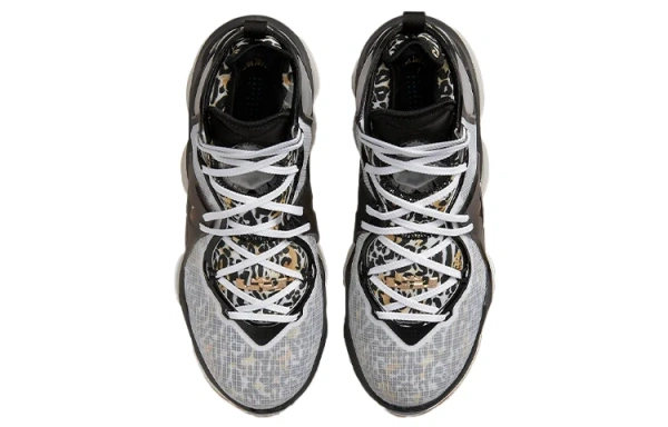 Nike Lebron 19 EP 'Royalty' Леопардовый принт Высокие баскетбольные кроссовки для игры Унисекс Черный Белый Серый