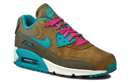Nike Air Max 90 Замша Амортизация Износостойкие Низкие Кроссовки для Бега Женские Коричнево-Зеленые