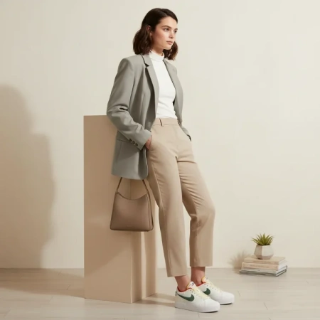 Nike Court Legacy Low Топ Скейтборд Кроссовки Женские Бежевый Белый Зеленый