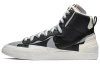 Sacai X Nike Blazer Mid Скейтборд Кроссовки Унисекс Черный Белый