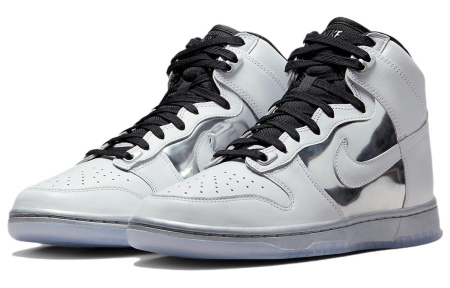 Nike Dunk High Топ Скейтборд Кроссовки Женские Белые Серебряные