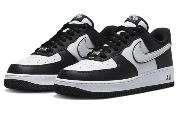 Nike Air Force 1 'Панда' Кожа Повседневные Скейтбординг Кроссовки Низкие Унисекс Белый Черный