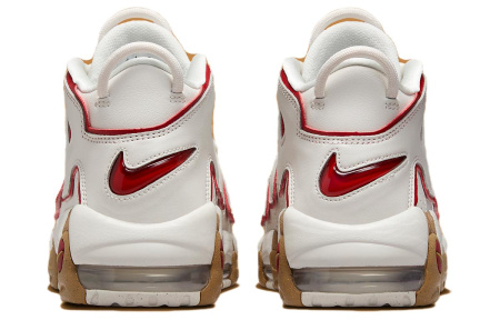 Nike Air More Uptempo Износостойкий Дышащий MID Топ Винтажные Баскетбольные Кроссовки Женские Белый Красный