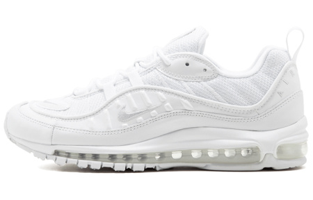 Nike Air Max 98 Кожа Низкие Кроссовки для Бега Мужские Чисто Белые