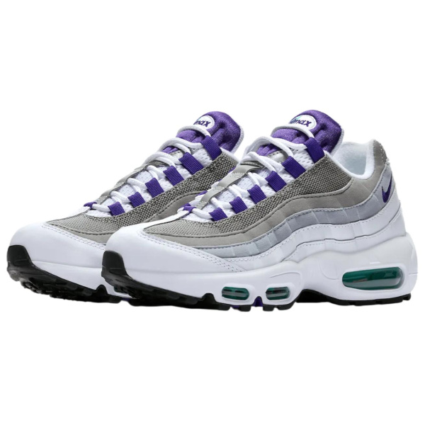 Nike Air Max 95 Устойчивые к истиранию Низкие Повседневные Беговые Кроссовки Женские Белые Фиолетовые