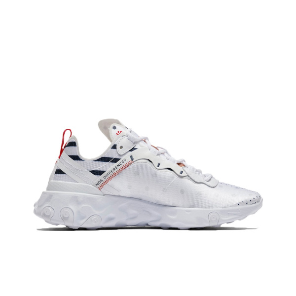 Nike React Element 55 Амортизация Противоскользящие Дышащие Низкие Повседневные Беговые Кроссовки Женские Белые Красные