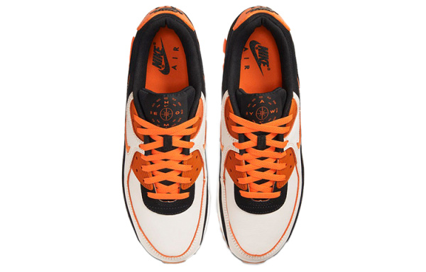 Nike Air Max 90 Low Топ Амортизирующие Повседневные Беговые Кроссовки Мужские Черно-Белые Оранжевые
