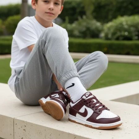 Nike Dunk Low 'Кофейно-коричневый' Устойчивый к истиранию Низкий Верх Детские Скейтбординги Умбра Белый