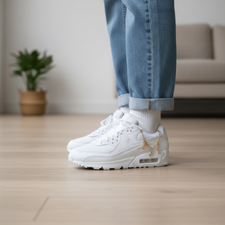 Nike Air Max 90 Low Топ Повседневные беговые кроссовки Женские Белые