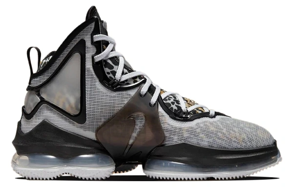 Nike Lebron 19 EP 'Royalty' Леопардовый принт Высокие баскетбольные кроссовки для игры Унисекс Черный Белый Серый