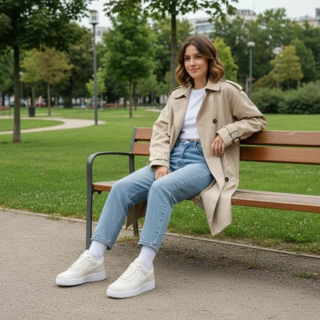 Nike Air Force 1 Slip-Resistant Abrasion-Resistant Low-Top Скейтборд Кроссовки Женские Айвори