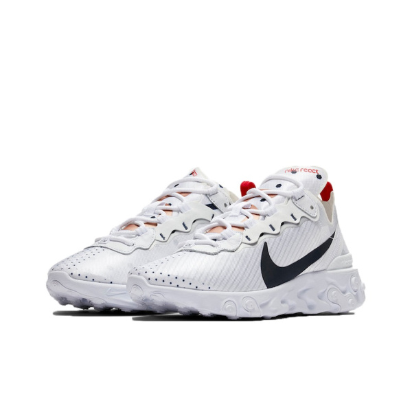 Nike React Element 55 Амортизация Противоскользящие Дышащие Низкие Повседневные Беговые Кроссовки Женские Белые Красные