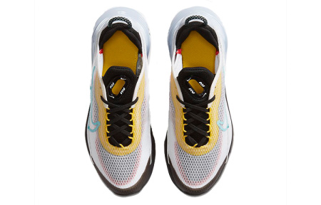 Nike Air Max 2090 Винтаж Амортизация Дышащие Низкие Кроссовки для Беговых Занятий Детские Белые Синие Желтые