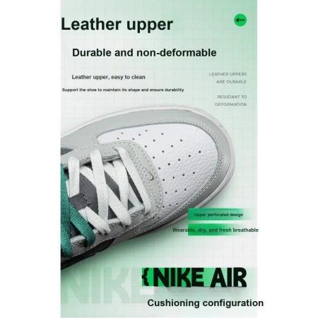 Nike Air Force 1 Синтетическая кожа кожа устойчивая к истиранию низкий топ детские скейтбординги белый зеленый