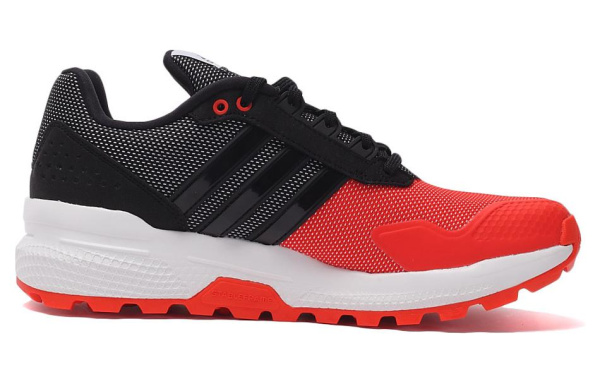 Adidas Амортизация Износостойкие Низкие Беговые Кроссовки Мужские Черно-Белые-Красные