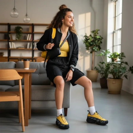 Nike Air Max SNDR Low Топ Беговые кроссовки Женские Желтый Черный