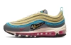 Nike Air Max 97 Устойчивые к истиранию Амортизирующие Низкие Кроссовки для Беговых Занятий Детские Серые Желтые