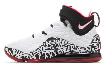 Nike Lebron 17 'Graffiti' Амортизация Противоскользящие MID Баскетбольные кроссовки для игры Унисекс Черный Белый