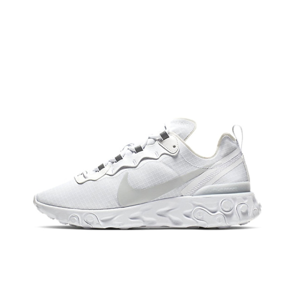 Nike React Element 55 Амортизация Противоскользящие Низкие Кроссовки для Бега на Дистанцию Мужские Чисто Белые