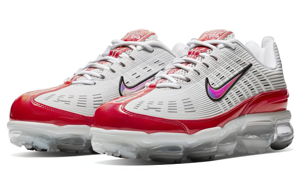Nike Vapormax 360 Ткань Низкий Верх Амортизирующие Повседневные Беговые Кроссовки Унисекс Серый Красный