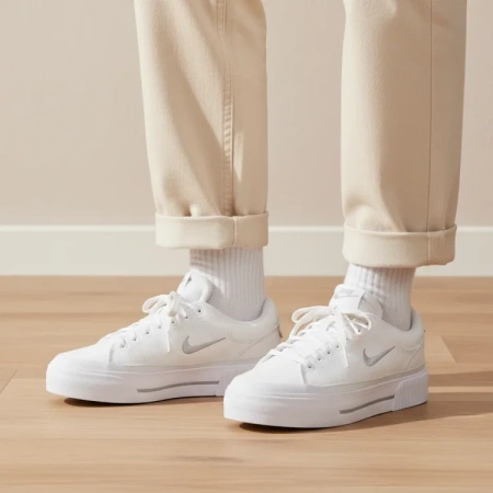 Nike Court Legacy Slip Resistant Abrasion Resistant Низкие Кроссовки для скейтбординга Женские Белые