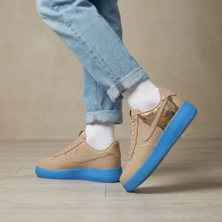 Nike Air Force 1 Low Топ Скейтборд Кроссовки Унисекс Коричневый Синий