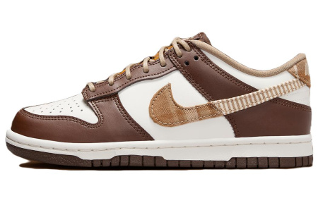 Nike Dunk Кожа Устойчивая к истиранию Низкие Детские Скейтбординги Белый-коричневый
