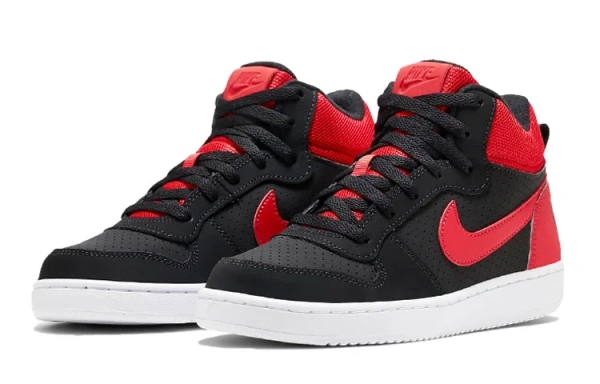Nike Court Borough MID Противоскользящий Устойчивый к износу Дышащий MID Топ Детские Скейтбординги Черный Красный