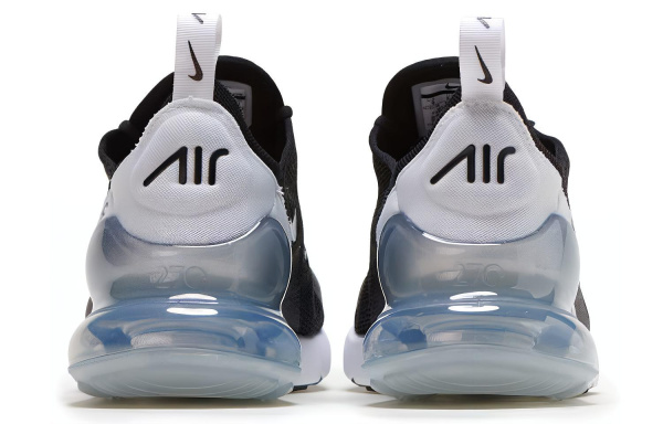 Nike Air Max 270 Текстиль Синтетическая кожа Низкий верх Повседневные беговые кроссовки Женские Черный Белый